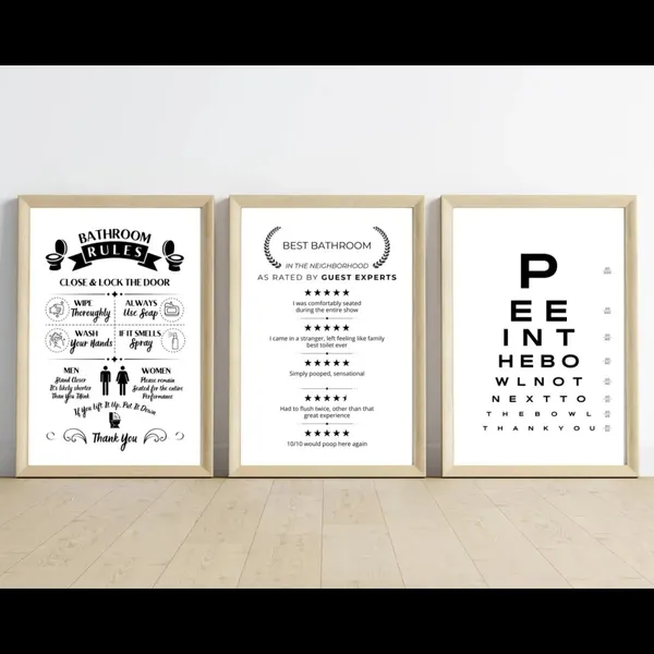 Wood-Frame_Modern_Typography_Set_Of_3_Bathroom_Wall_Art