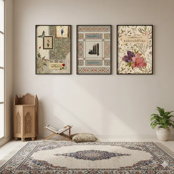 Framed_Floral_Islamic_Calligraphy_Wall_Art_Set_-_Set_Of_4