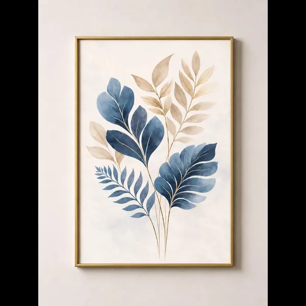Botanical_Blue_Leaf_Framed_Wall_Art_-_Set_Of_3