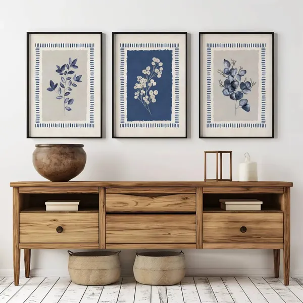 Wooden_Botanical_Floral_Print_Framed_Wall_Art_Set_-_Set_Of_3