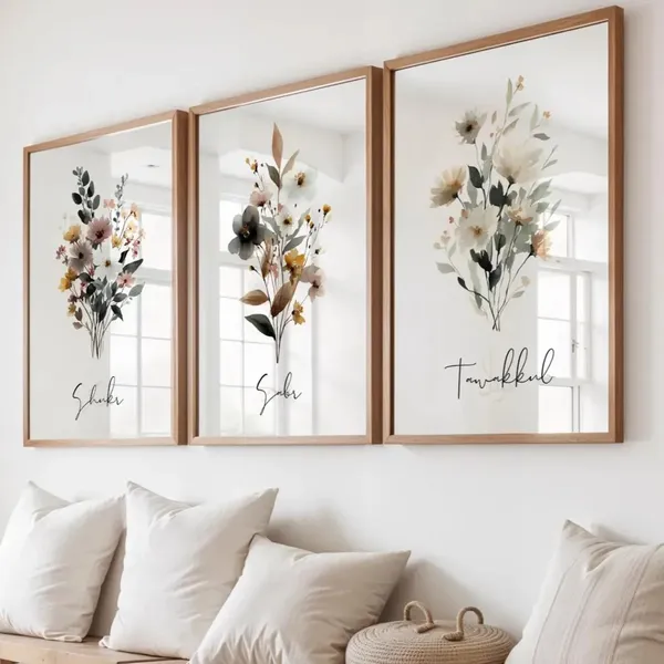 Wooden_Floral_Print_Framed_Wall_Art_-_Set_Of_3