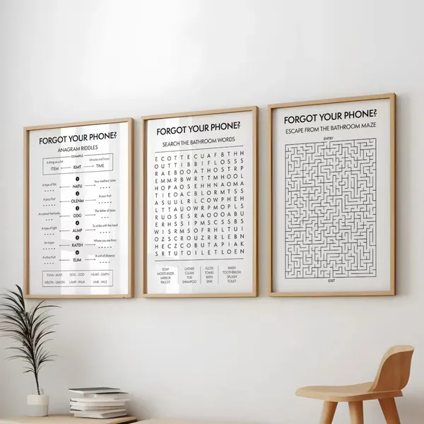 Wooden_Puzzle_Print_Framed_Bathroom_Wall_Art_-_Set_Of_3
