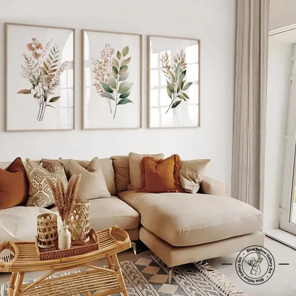 Wooden_Botanical_Floral_Print_Framed_Wall_Art_Set_-_Set_Of_3