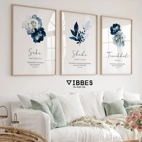 Wooden_Islamic_Floral_Print_Wall_Art_Frame_-_Set_Of_3