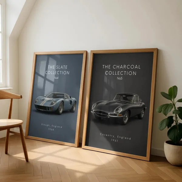 Wooden_Vintage_Car_Art_Framed_Wall_Poster_-_Set_Of_2
