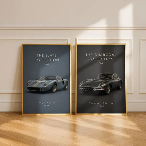 Wooden_Vintage_Car_Art_Framed_Wall_Poster_-_Set_Of_2