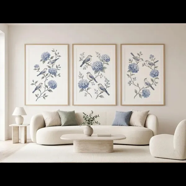 Wooden_Botanical_Bird_Print_Framed_Wall_Art_Set_-_Set_Of_3