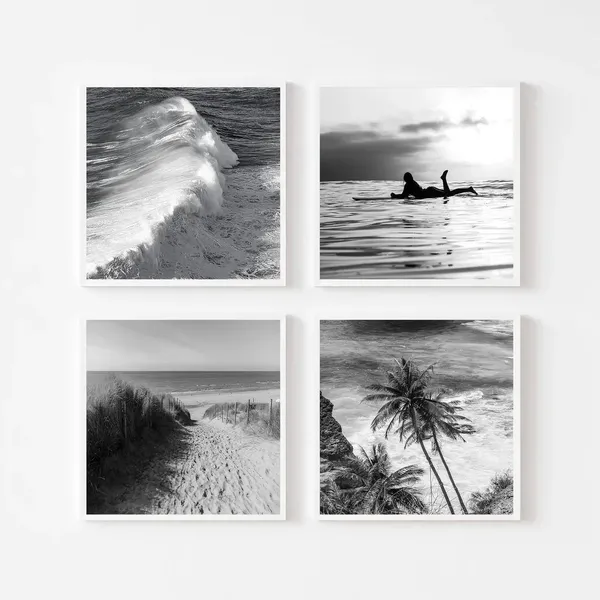 Wooden_Coastal_Monochrome_Set_Of_4_Wall_Art_Frames
