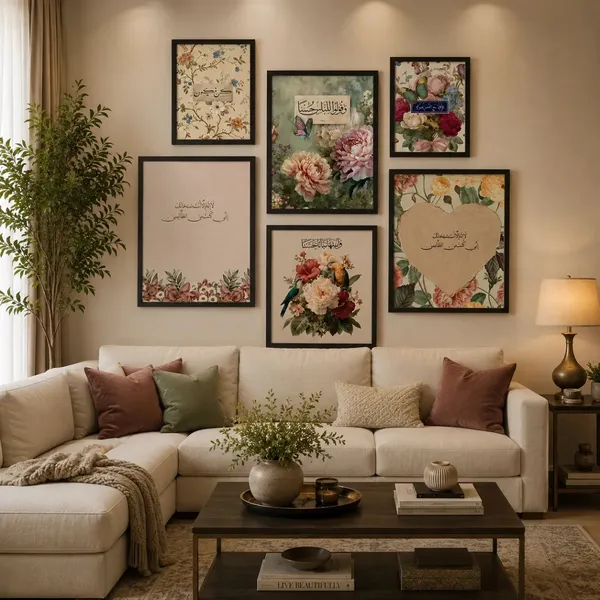 Framed_Arabic_Calligraphy_Floral_Gallery_Wall_Art_Set_-_Set_Of_6