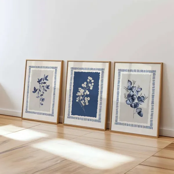 Wooden_Botanical_Floral_Print_Framed_Wall_Art_Set_-_Set_Of_3