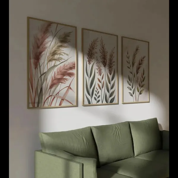Wooden_Botanical_Floral_Print_Framed_Wall_Art_Set_-_Set_Of_3