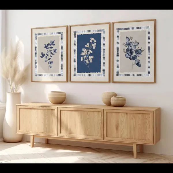 Wooden_Botanical_Floral_Print_Framed_Wall_Art_Set_-_Set_Of_3