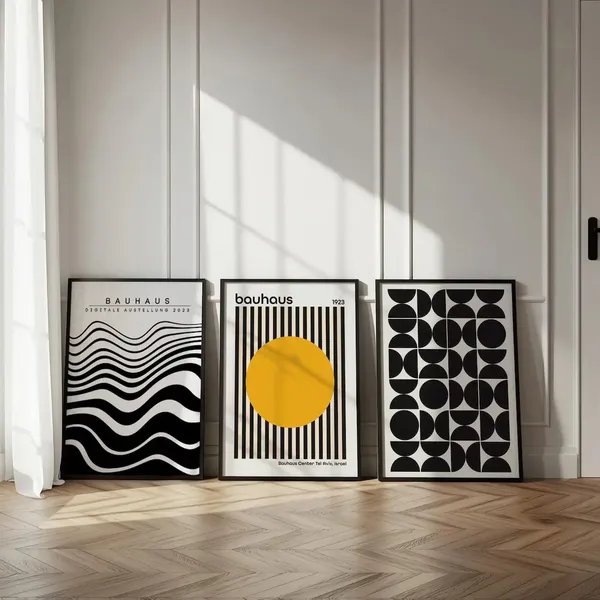 Bauhaus_Geometric_Set_Of_3_Framed_Wall_Art_Prints