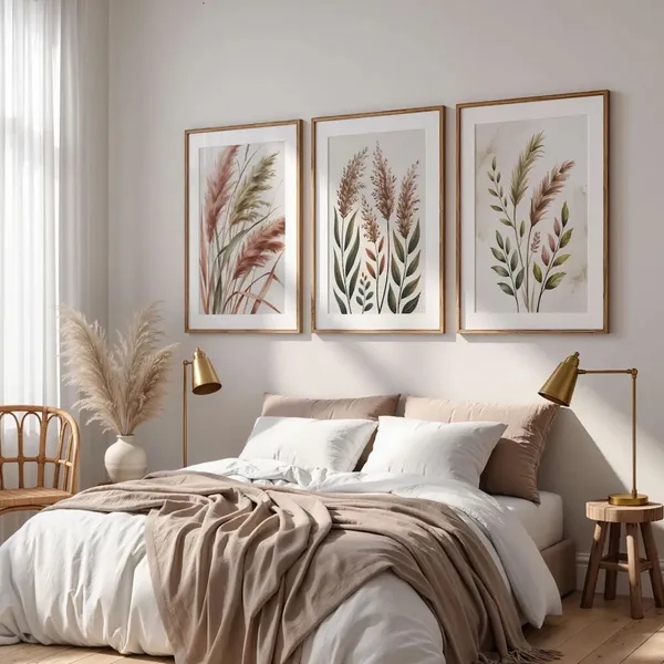 Wooden_Botanical_Floral_Print_Framed_Wall_Art_Set_-_Set_Of_3