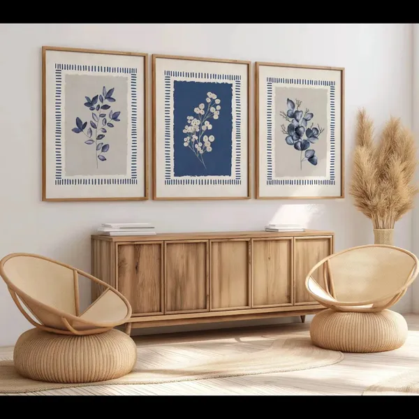 Wooden_Botanical_Floral_Print_Framed_Wall_Art_Set_-_Set_Of_3