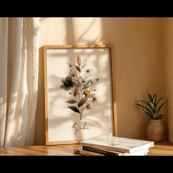 Wooden_Floral_Print_Framed_Wall_Art_-_Set_Of_3