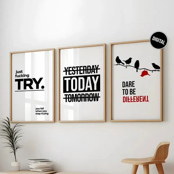 Motivational_Bird_Typography_Framed_Wall_Art_-_Set_Of_3