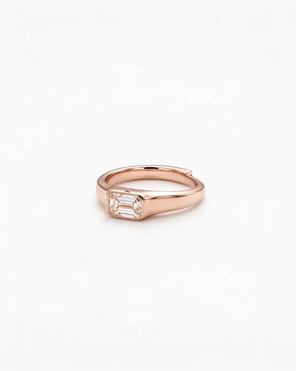Bezel_Set_Emerlald_Cut_Moissanite_Diamond_Ring_Rose_Gold
