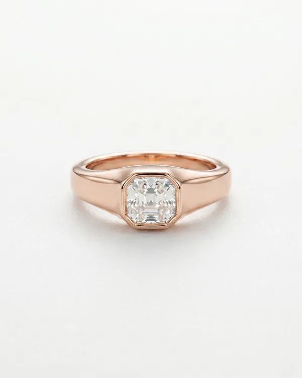 Bezel_Set_Asher_Cut_Moissanite_Diamond_Ring_Rose_Gold