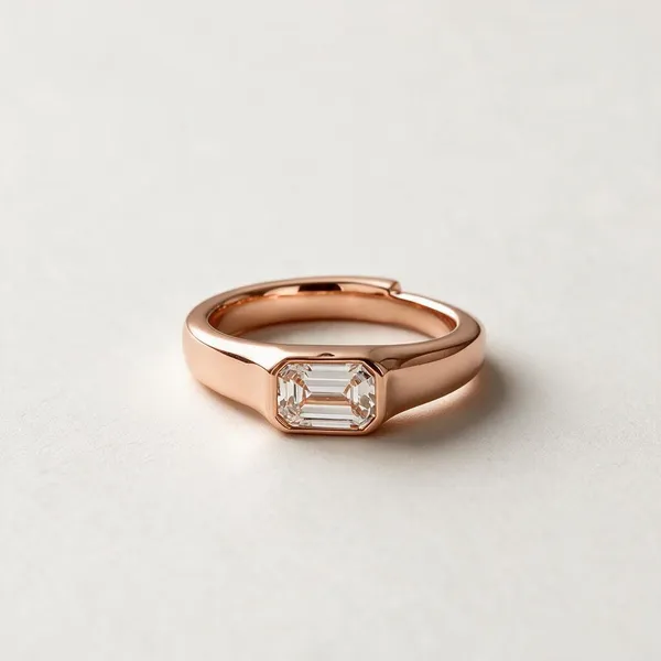 Bezel_Set_Emerlald_Cut_Moissanite_Diamond_Ring_Rose_Gold