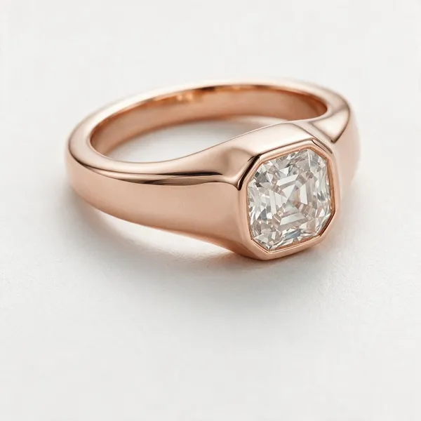 Bezel_Set_Asher_Cut_Moissanite_Diamond_Ring_Rose_Gold