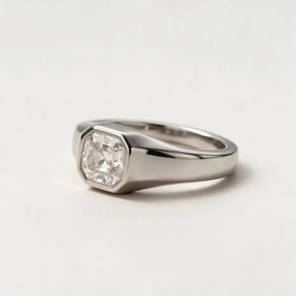 Bezel_Set_Asher_Cut_Moissanite_Diamond_Ring_Silver