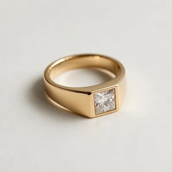 Bezel_Set_Princess_Cut_Moissanite_Diamond_Ring_Gold