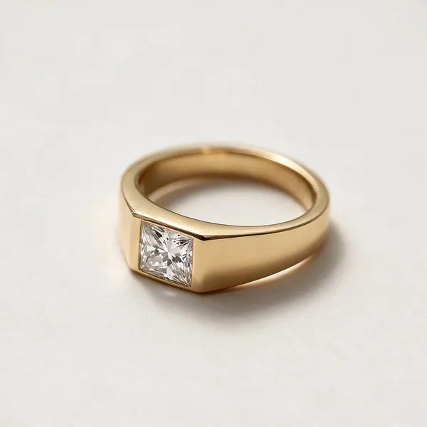 Bezel_Set_Princess_Cut_Moissanite_Diamond_Ring_Gold