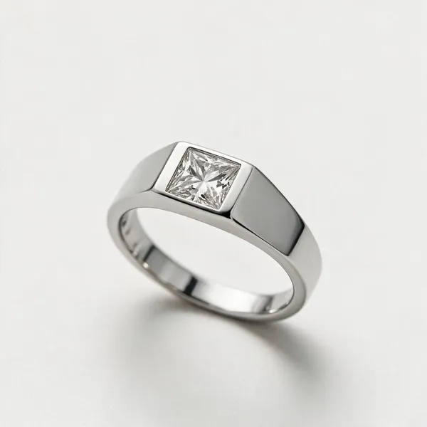 Bezel_Set_Princess_Cut_Moissanite_Diamond_Ring_Silver