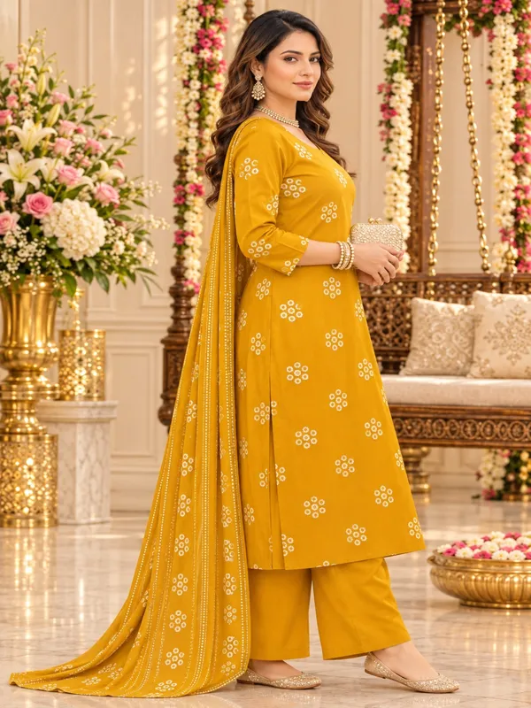 Mustard_Yellow_Floral_Printed_Straight_Kurta_Palazzo_Set_For_Women