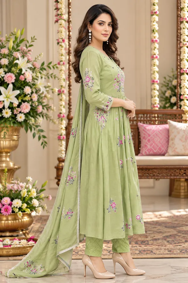 Green_Floral_Embroidered_Anarkali_Kurta_Suit_Set_For_Women