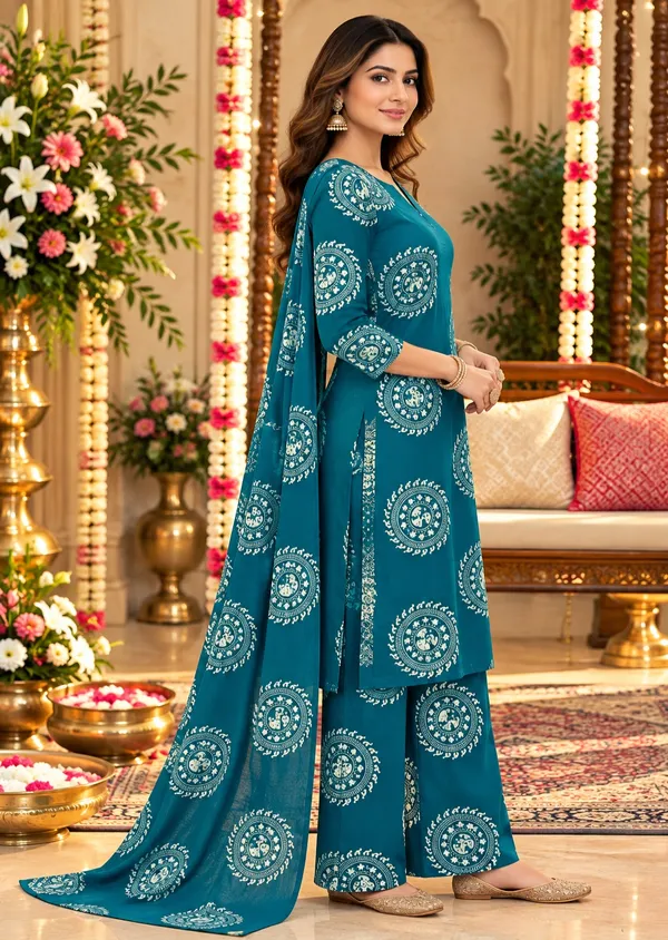 Teal_Printed_Straight_Kurta_Suit_Set_For_Women