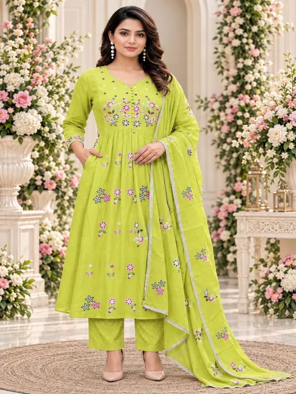 Lime_Green_Floral_Embroidered_Anarkali_Kurta_Suit_Set_For_Women