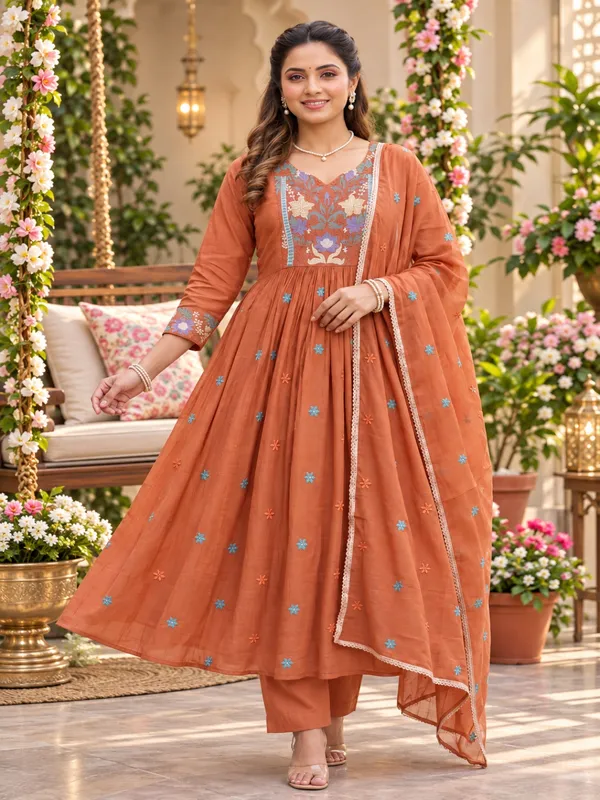 Orange_Embroidered_Anarkali_Kurta_Suit_Set_For_Women