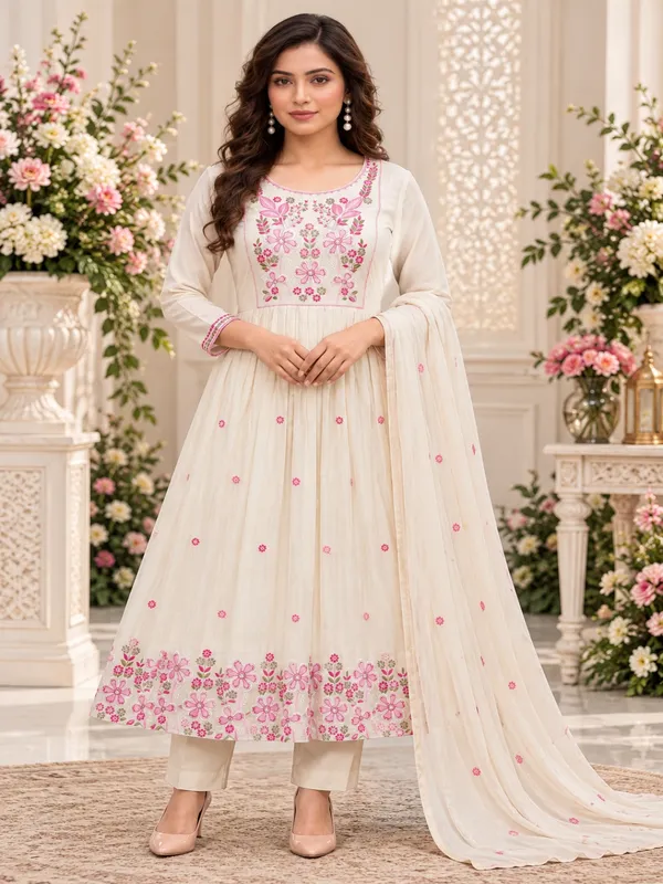 Cream_Floral_Embroidered_Anarkali_Kurta_Suit_Set_For_Women