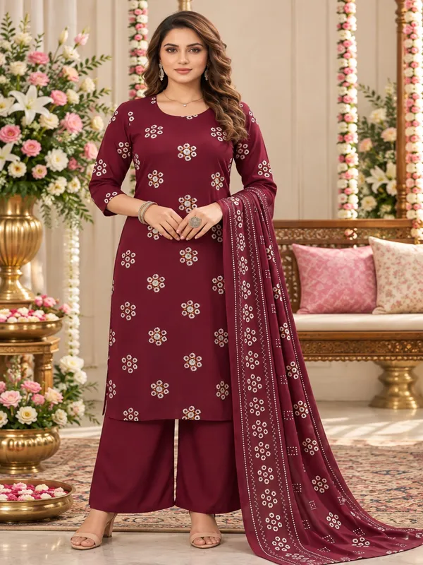 Maroon_Printed_Straight_Kurta_Suit_Set_With_Dupatta_For_Women