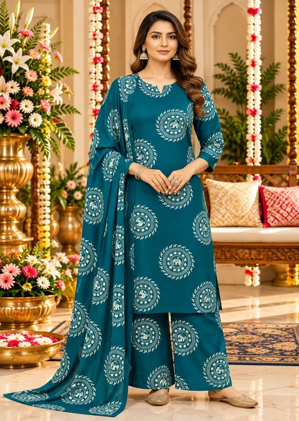 Teal_Printed_Straight_Kurta_Suit_Set_For_Women