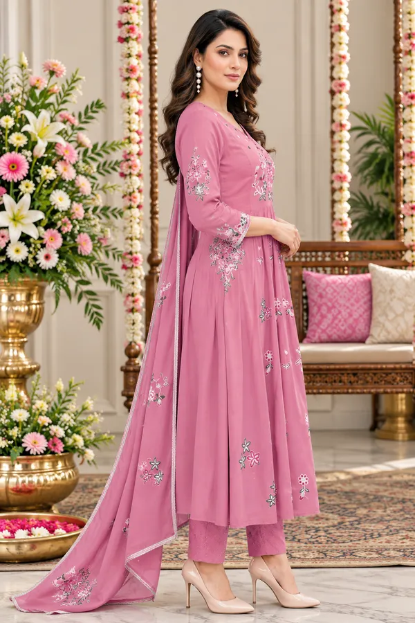 Pink_Embroidered_Anarkali_Suit_Set_For_Women