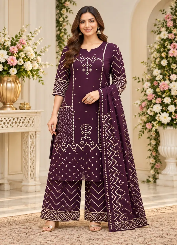 Purple_Geometric_Printed_Straight_Kurta_Palazzo_Set_For_Women