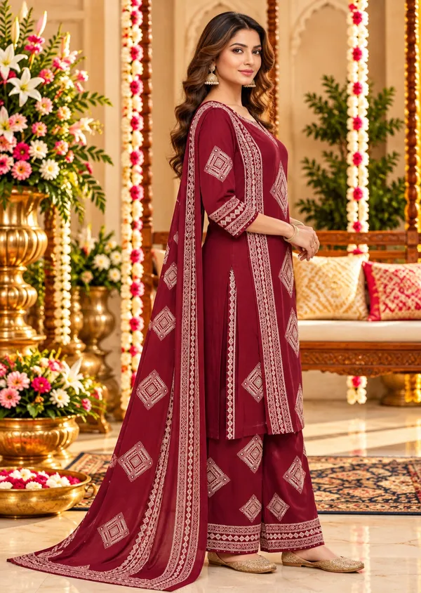 Maroon_Geometric_Printed_Straight_Kurta_Palazzo_Set_For_Women
