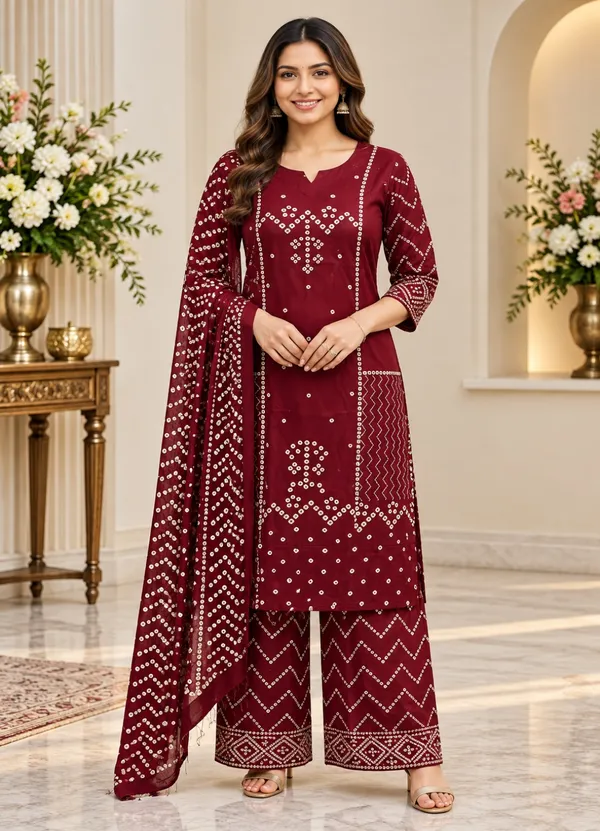 Maroon_Printed_Straight_Kurta_Palazzo_Dupatta_Set_For_Women