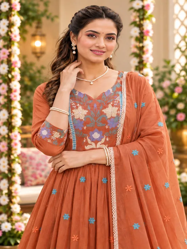 Orange_Embroidered_Anarkali_Kurta_Suit_Set_For_Women