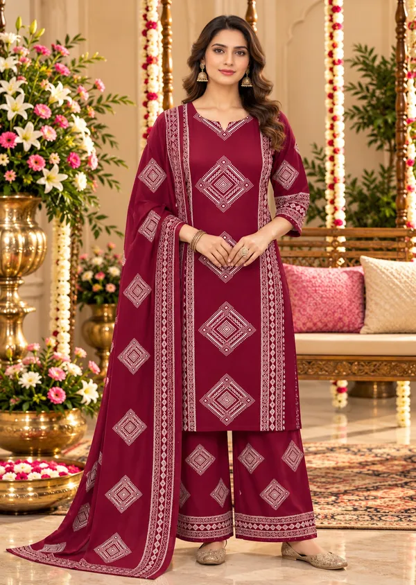Maroon_Geometric_Printed_Straight_Kurta_Palazzo_Set_For_Women