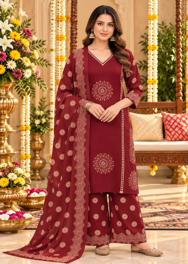 Maroon_Geometric_Printed_Straight_Kurta_Palazzo_Set_For_Women