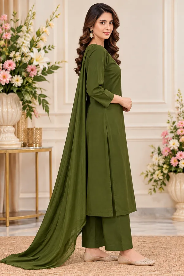 Olive_Green_Floral_Embroidered_Straight_Kurta_Suit_Set_For_Women