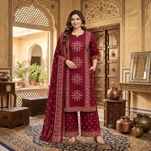 Maroon_Printed_Straight_Kurta_Palazzo_Dupatta_Set_For_Women