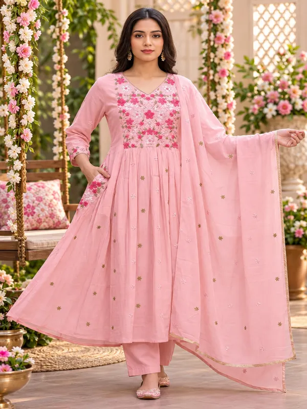 Pink_Floral_Embroidered_Anarkali_Kurta_Suit_Set_For_Women