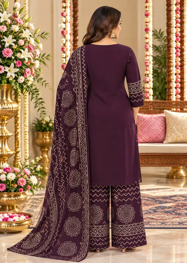 Plum_Geometric_Printed_Straight_Kurta_Palazzo_Dupatta_Set_For_Women