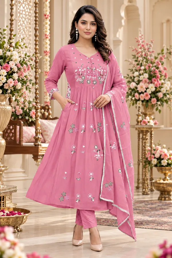 Pink_Embroidered_Anarkali_Suit_Set_For_Women