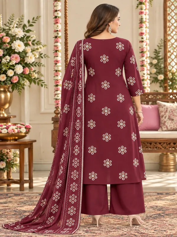 Maroon_Printed_Straight_Kurta_Suit_Set_With_Dupatta_For_Women
